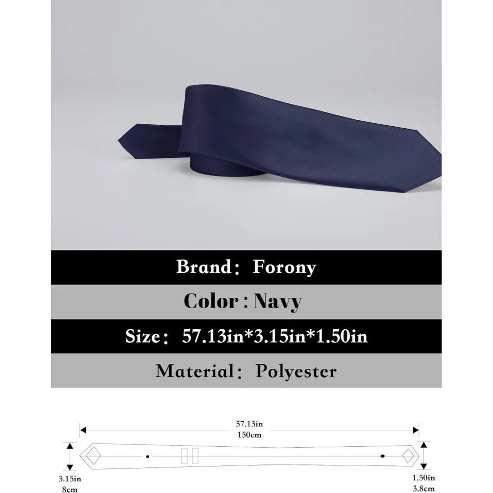 Men's Navy Blue Solid Color 8 Cm (3.15in) Polyester Formal Neck Ties